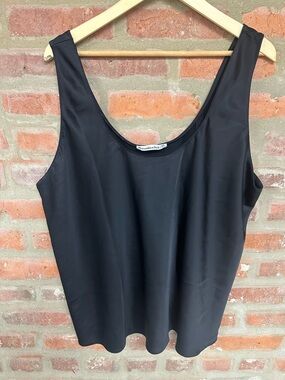 Black Satin Cami  Scoop Neck Tank Top - Abercrombie & Fitch XX Large
